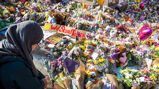 Floral tributes and messages left for the victims of the concert blast, during a vigil at St Ann’s Square in central Manchester, England. (Photo: AP) 