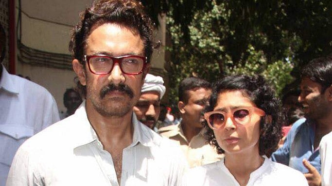 Aamir Khan and Kiran Rao at Reema Lagoo’s residence. (Photo: Yogen Shah)