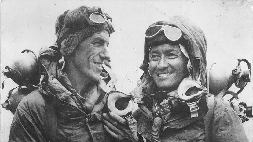 Sir Edmund Hillary (left) and Tenzing Norgay (right). 