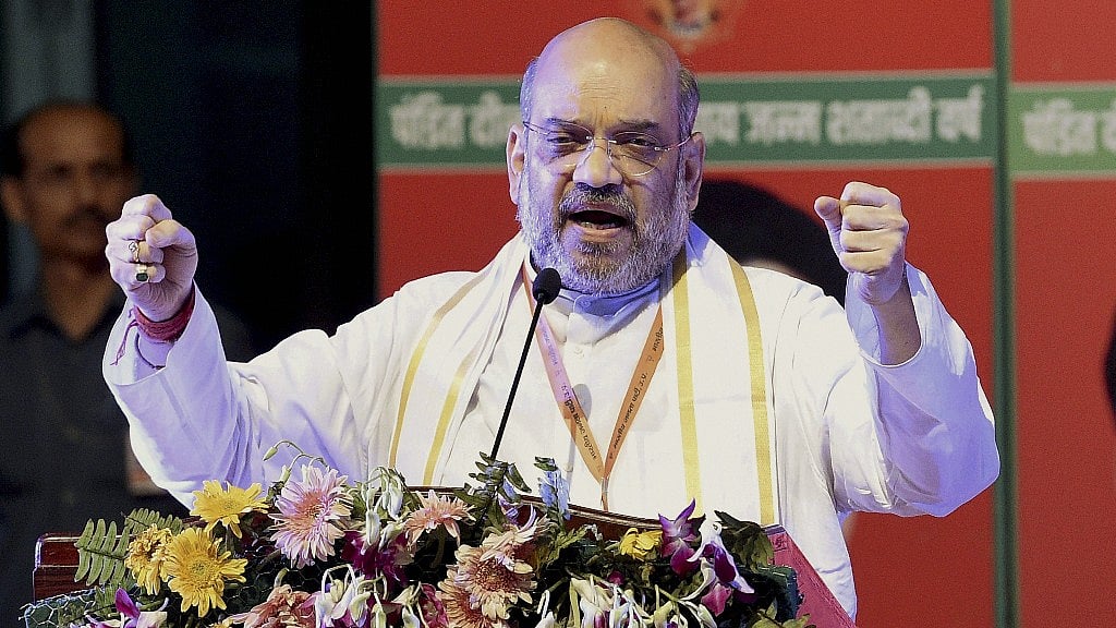 BJP President Amit Shah addresses the BJP State Executive Meeting in Lucknow. 