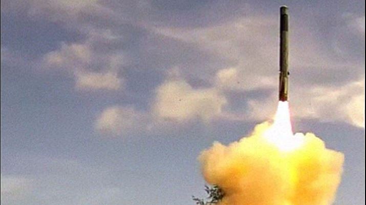 The BrahMos III land-attack cruise missile was successfully test fired from the Andaman and Nicobar islands. (Photo: Twitter/<a href="https://twitter.com/search?q=brahmos&src=typd">@adgpi</a>)