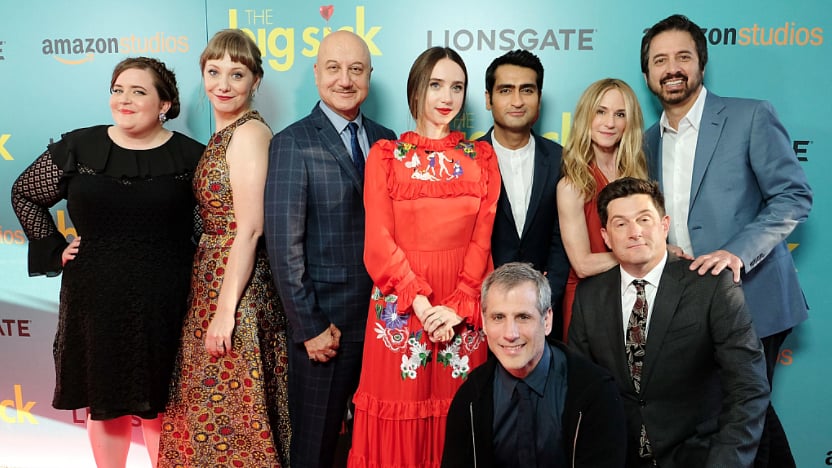 Anupam Kher, Kumail Nanjiani, Zoe Kazan with the team of <i>The Big Sick.</i>