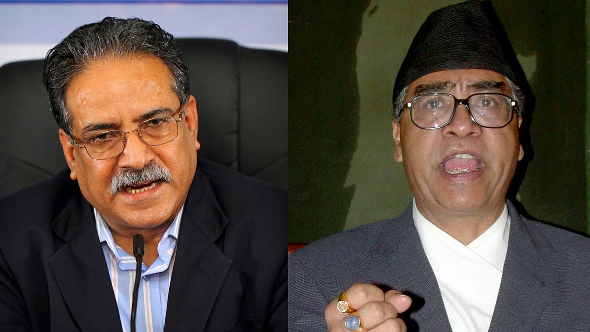 Prachanda (left) had an understanding with Sher Bahadur Deuba (right) that he would step down as prime minister and hand over the leadership to Deuba after nine months. 