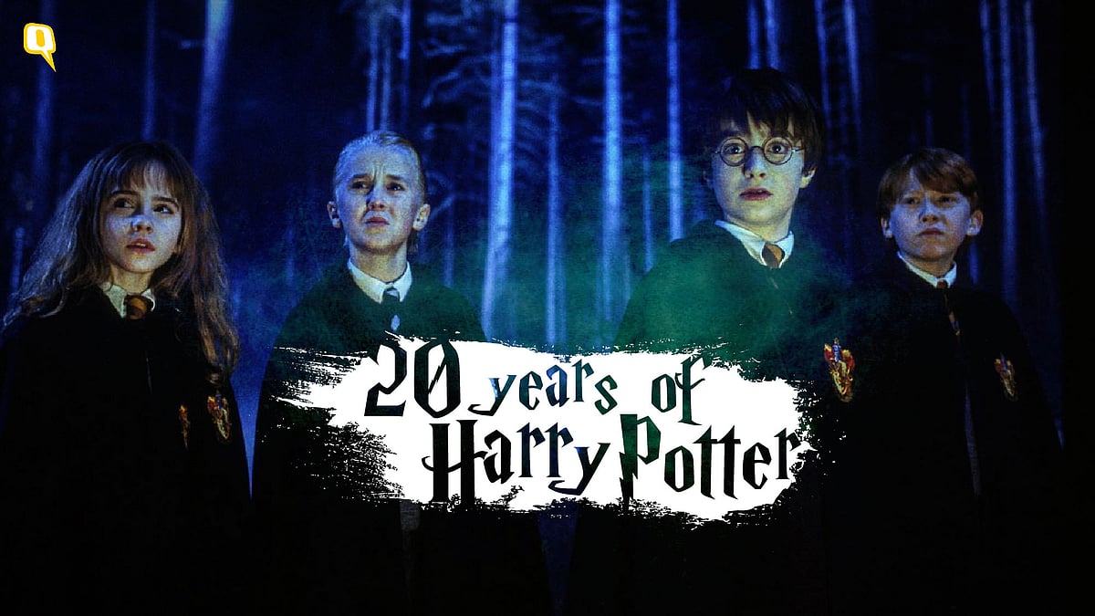 In Harry Potter and the Philosopher’s Stone, the trio along with Draco Malfoy venture into the Forbidden Forest. 