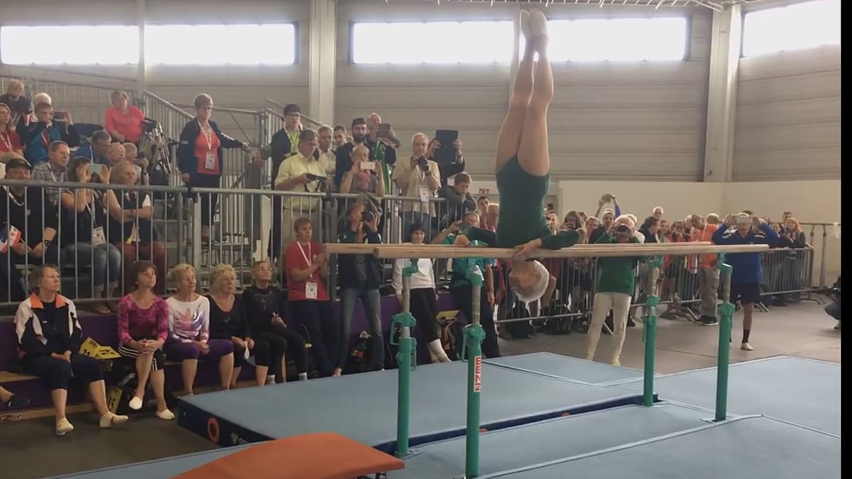 Ninety-one-year-old Johanna Quaas is the world’s oldest gymnast. (Photo: Screen grab)