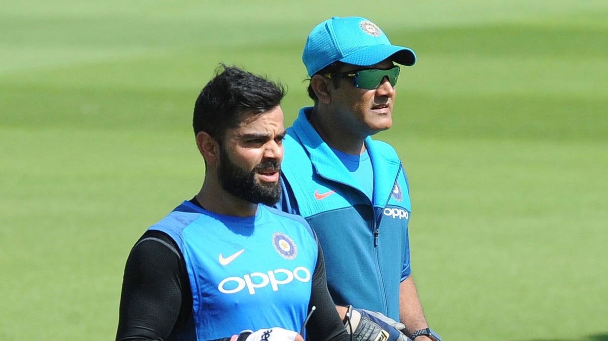 File photo of Virat Kohli (L) and Anil Kumble (R).&nbsp;