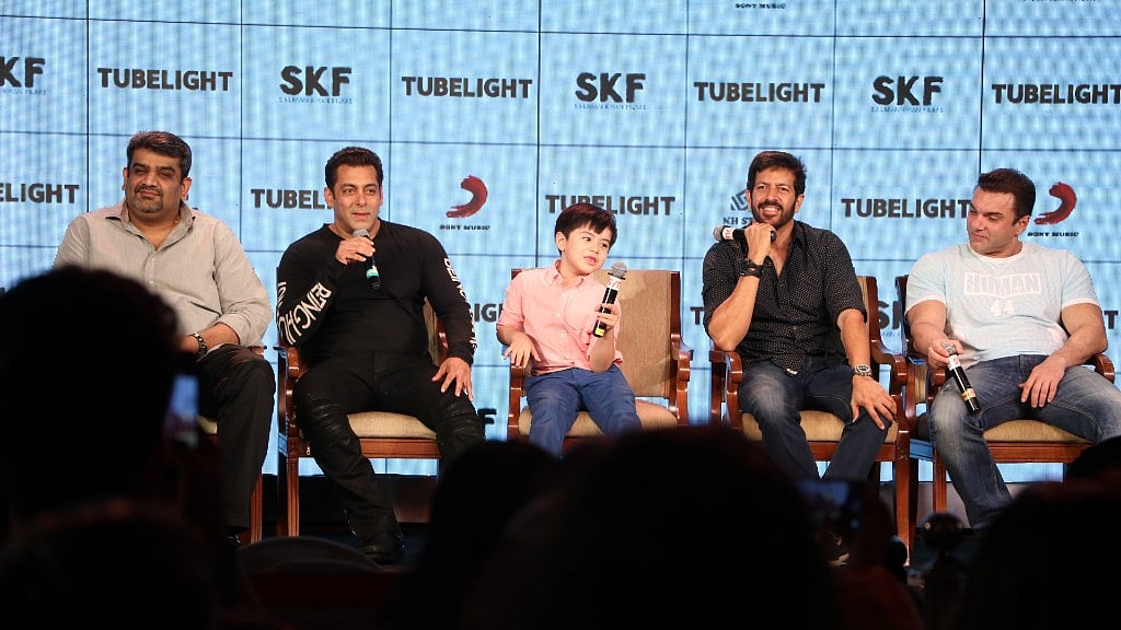 Salman Khan with Matin Rey Tangu, Kabir Khan and Sohail Khan at the press conference. (Photo: Yogen Shah)