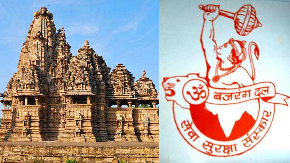Right-wing group Bajrang Sena demanded a ban on Kamasutra books inside Khajuraho temple (Photo: Altered by <b>The Quint</b>)