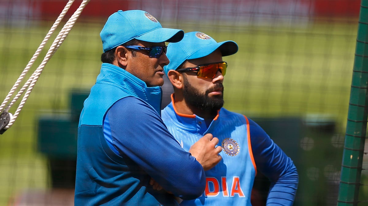 Former India coach Anil Kumble with skipper Virat Kohli.
