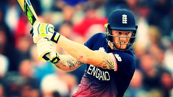 England’s Ben Stokes plays a shot during the Champions Trophy match against Australia. (Photo: AP)