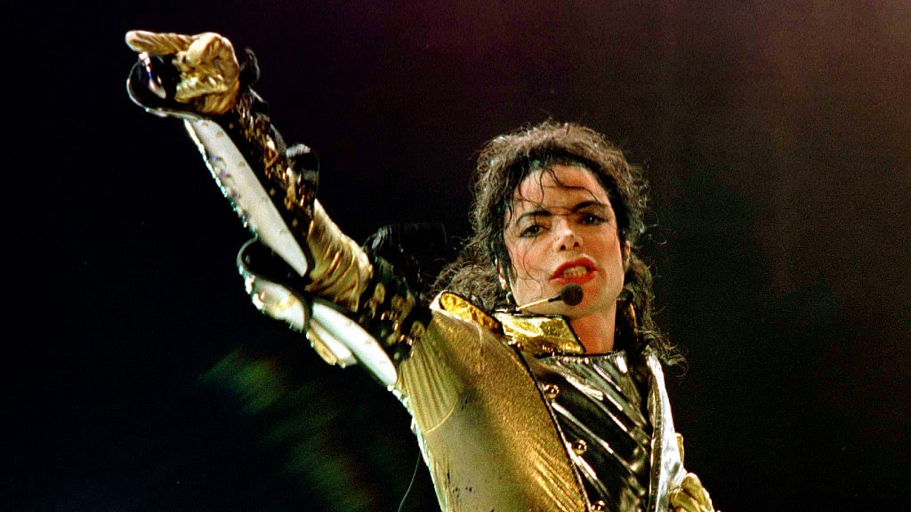 Michael Jackson performing during his concert in Vienna.