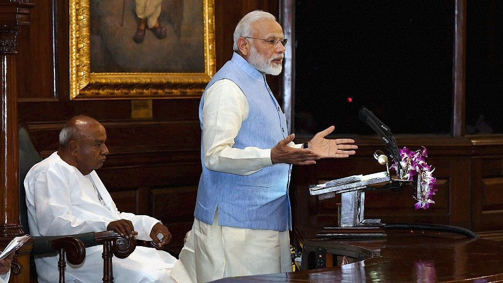 Prime Minister Narendra Modi addresses the special ceremony in the Central Hall of Parliament for the launch of GST.