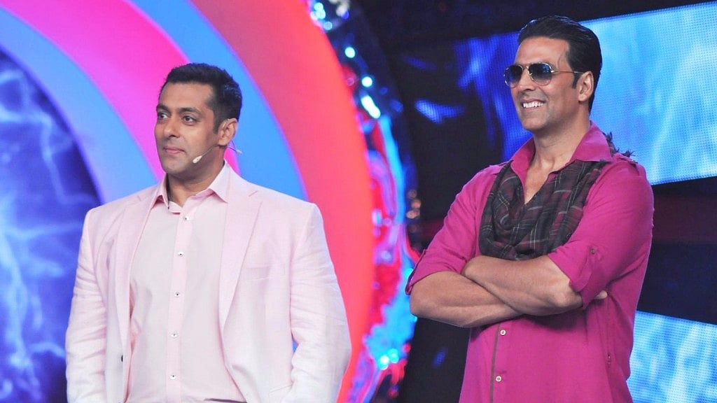 Salman Khan and Akshay Kumar on the sets of <i>Bigg Boss.</i>