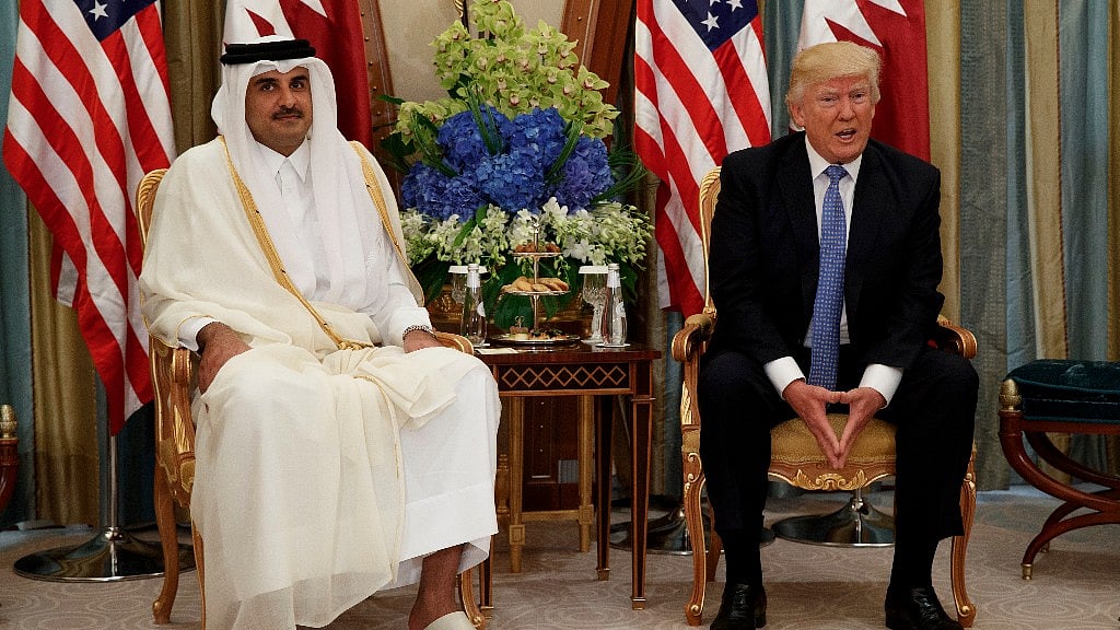 US President Donald Trump held bilateral talks with Qatar’s Emir Sheikh Tamim Bin Hamad Al-Thani on 21 May. (Photo: AP)