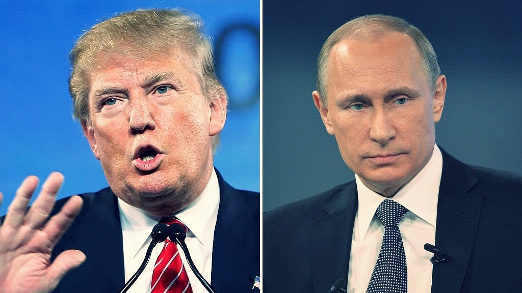Donald Trump (L) and Vladimir Putin (R). 