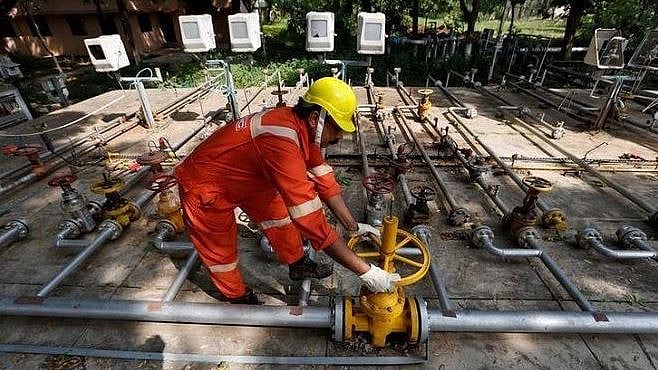 An ONGC employee at work. 