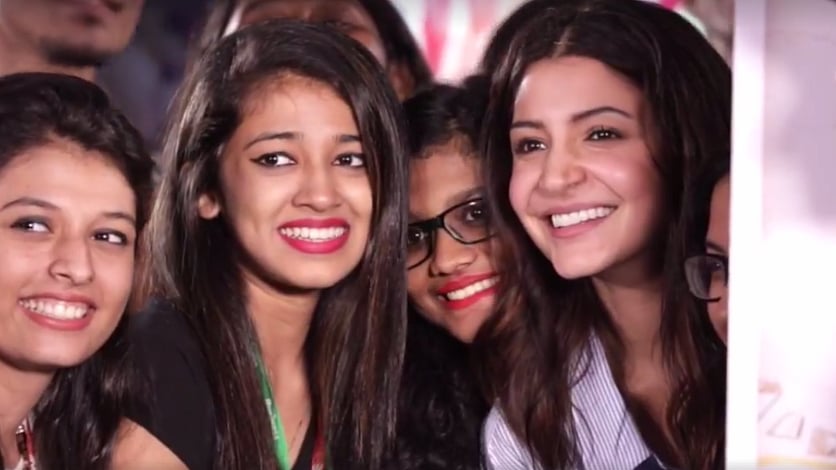 Anushka Sharma with her fans.