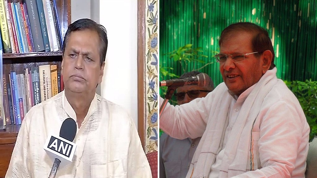 JDU MP Anwar Ali (left) and leader Sharad Yadav. 