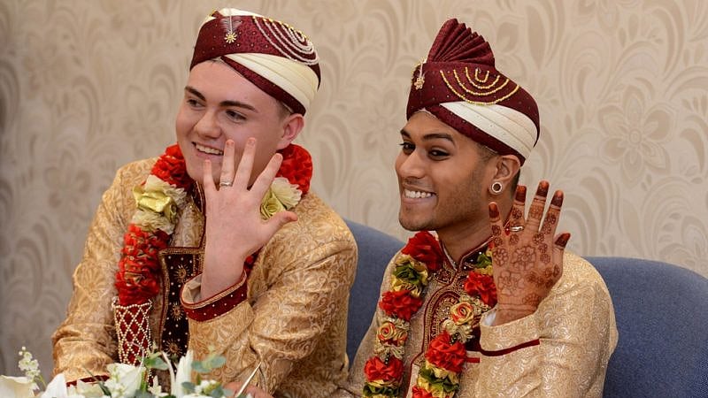 Britain’s first Muslim same-sex marriage: Jahed Choudhury and Sean Rogan.