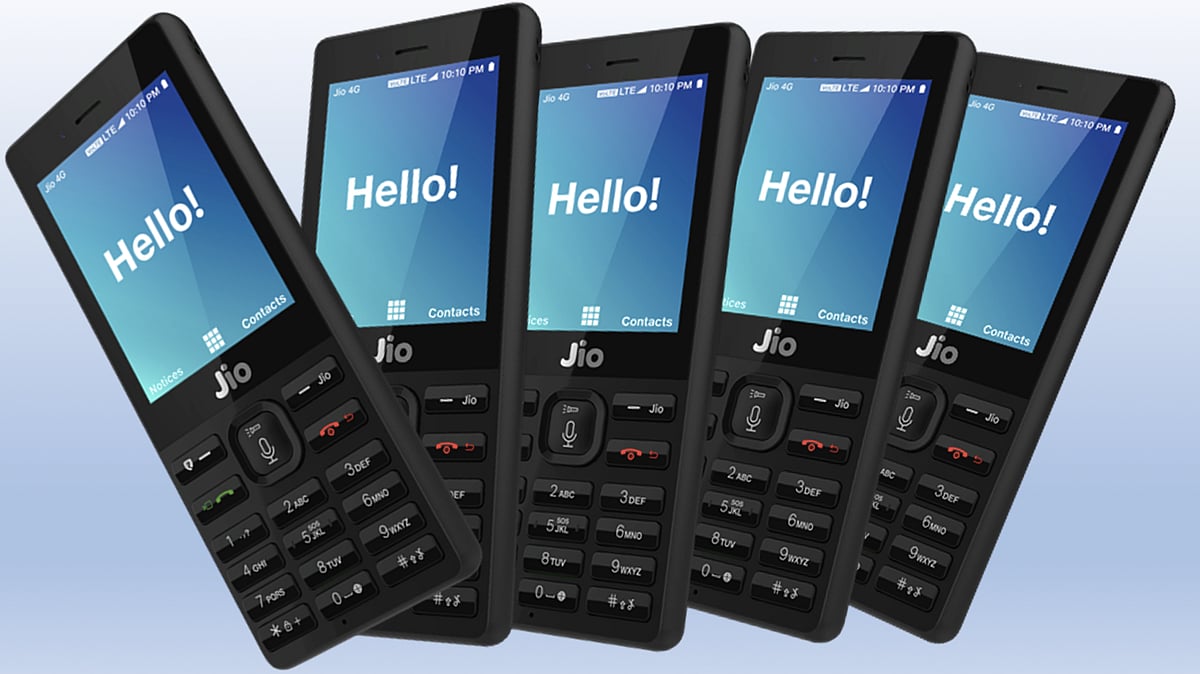 A collection of Reliance JioPhone 4G VoLTE devices. 