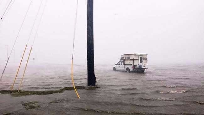 A vehicle caught in Hurricane Harvey.