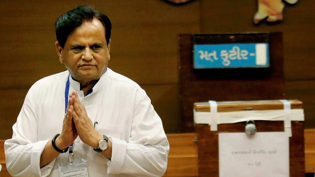 Congress leader Ahmed Patel after casting his vote for the Rajya Sabha election at the Secretariat in Gandhinagar.