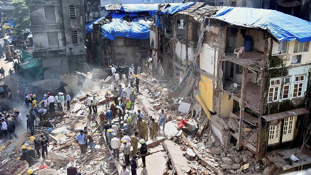 Rescue work in progress after a five-storey building collapsed in Mumbai on Thursday.