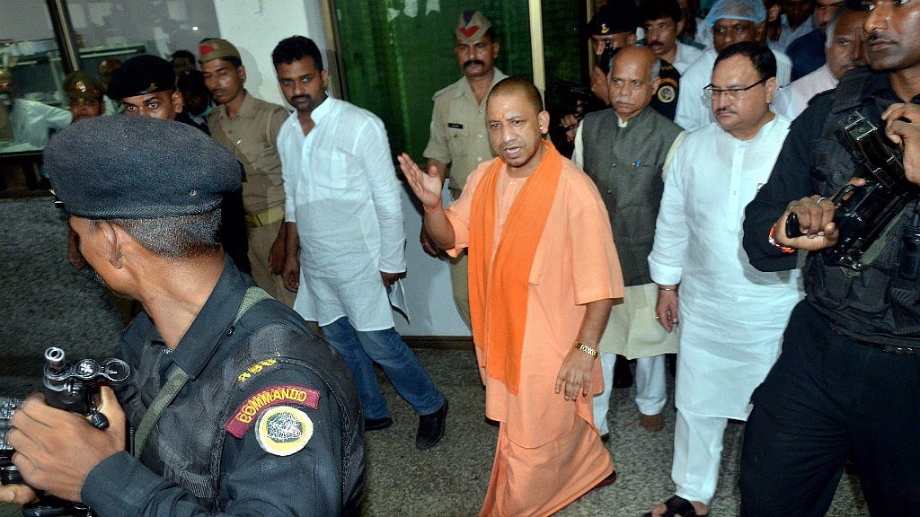 Uttar Pradesh Chief Minister Yogi Adityanath visits BRD Hospital in Gorakhpur.&nbsp;