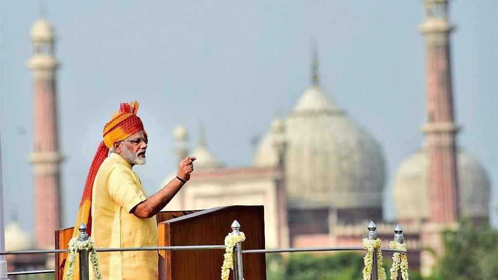 Prime Minister Narendra Modi addressing the nation from the ramparts of the historic Red Fort on the occasion of the 71st Independence Day.