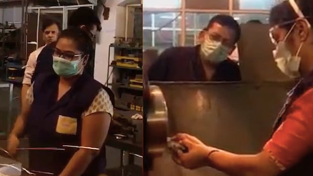 Women at the Jindal Steel Factory in Haryana. 