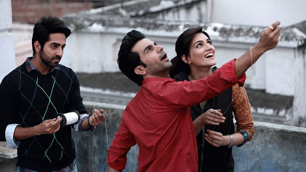 Ayushmann Khurrana with Rajkummar Rao and Kriti Sanon in <i>Bareilly Ki Barfi.</i>