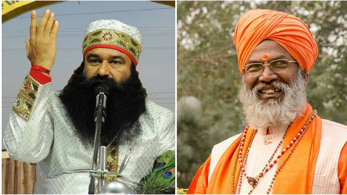 Gurmit Ram Rahim Insan (L); BJP MP Sakshi Maharaj