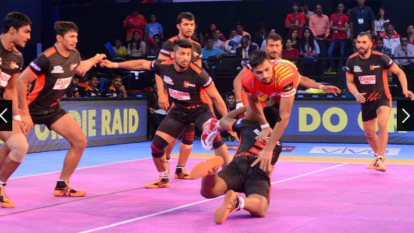 The Pro Kabaddi League match on 11 August. (Photo Courtesy: <a href="https://www.prokabaddi.com/photos">Pro Kabaddi League</a>)
