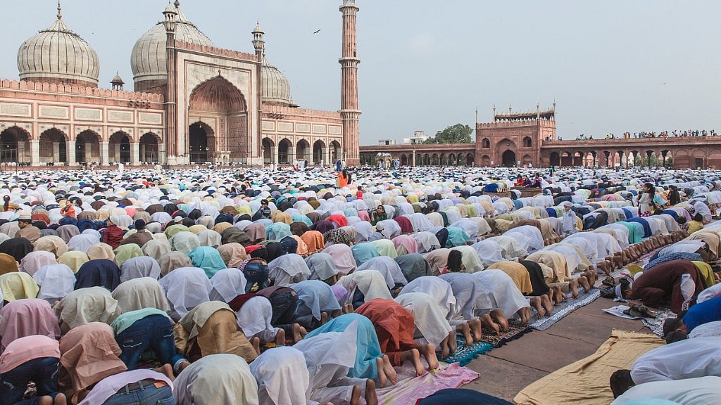 

A large number of people offered morning prayers at the historic Jama Masjid near Red Fort.