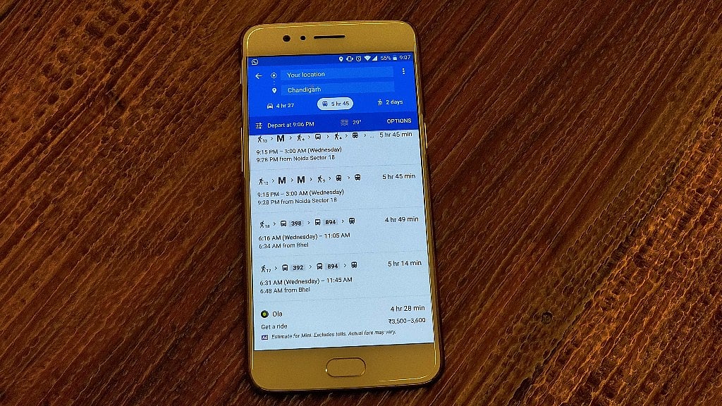 Get Ola cab from Noida to Chandigarh for Rs 3,200 via Google Maps. 