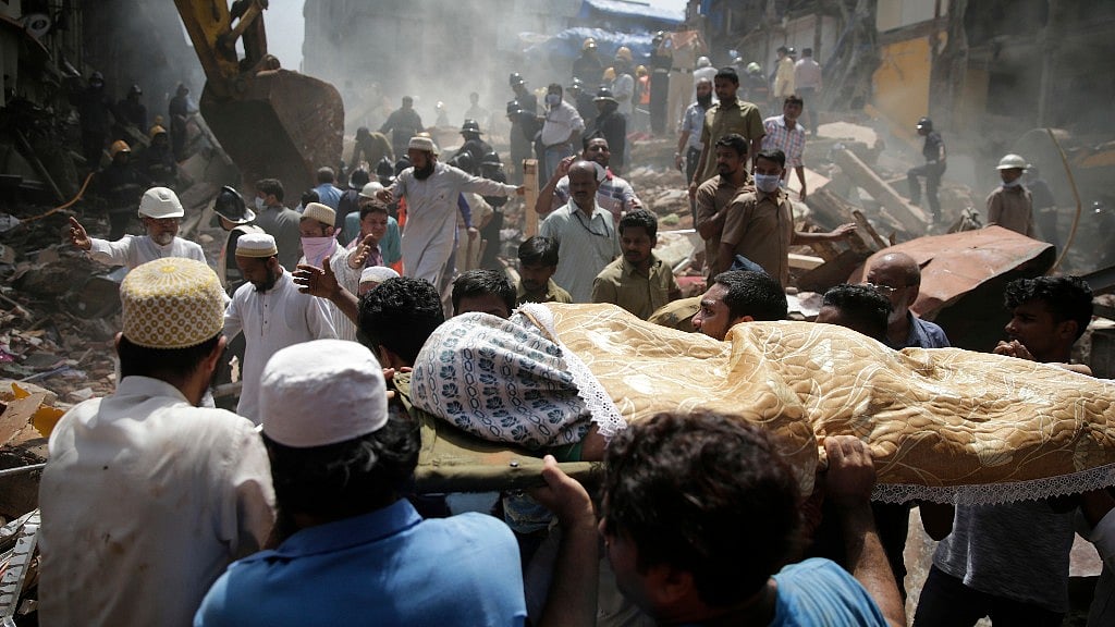 The site of the building collapse in Mumbai. 