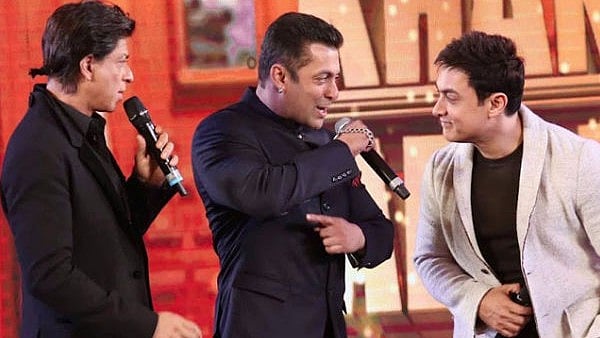 SRK, Salman and Aamir Khan at an award function. 