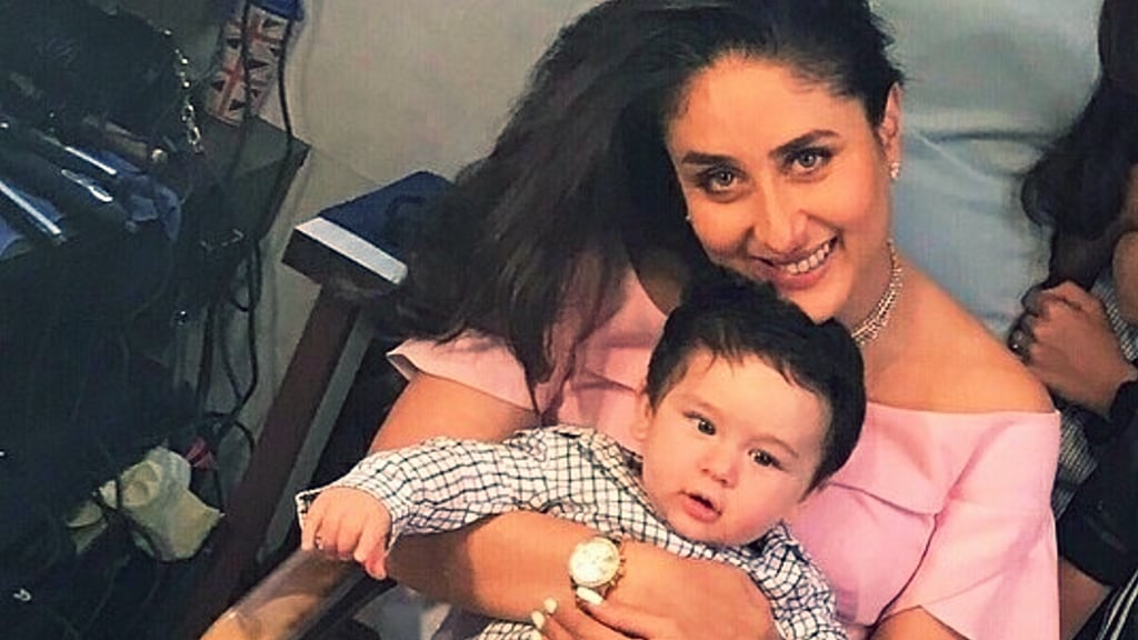 Taimur Ali Khan with mum Kareena on the sets of a brand shoot. 