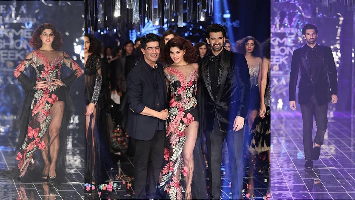 Jacqueline Fernandez and Aditya Roy Kapoor walk for Manish Malhotra.