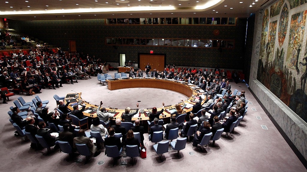 

Members of the Security Council vote during a meeting at the United Nations headquarters in New York.