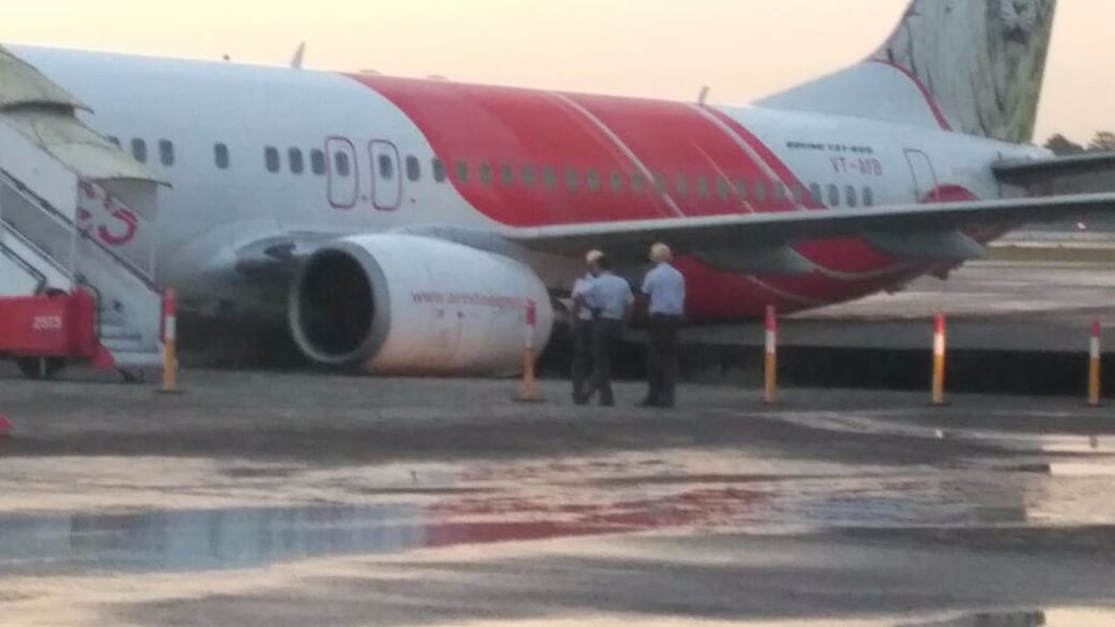 An Air India Express aircraft carrying 102 passengers and six crew members on-board veered off the taxiway at Kochi airport.