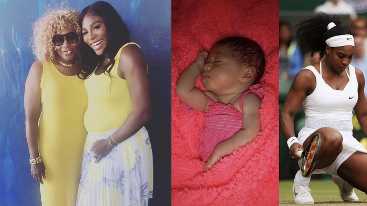 Tennis star Serena Williams with her mother, Oracle Price.&nbsp;