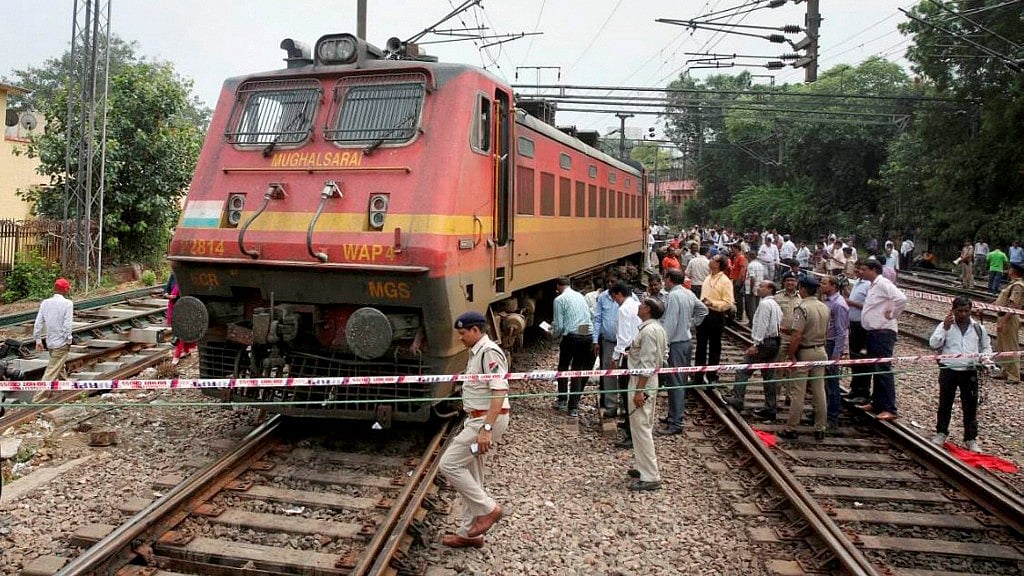  The derailed Ranchi-Delhi Rajdhani Express train in New Delhi.&nbsp;