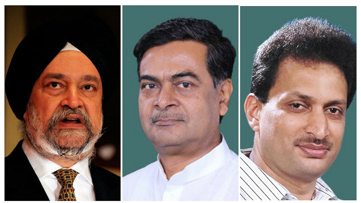 Hardeep Singh (L), Raj Kumar Singh and Anant Kumar Hegde (R).