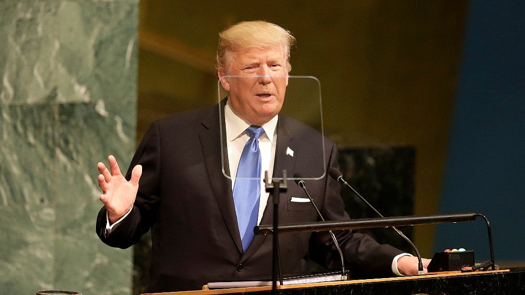 United States President Donald Trump speaks during the United Nations General Assembly at UN headquarters, Tuesday, on September 19, 2017. 