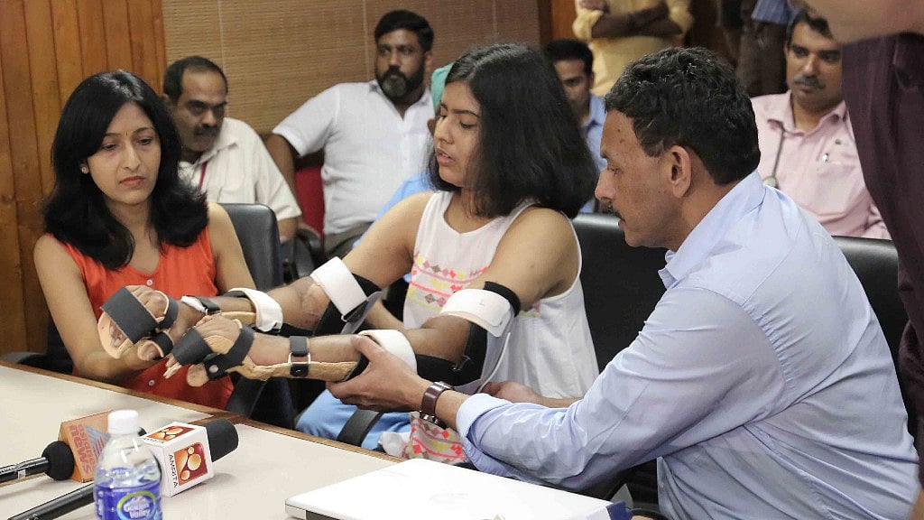 Shreya Siddanagowda is a happy girl today with her new pair of hands.