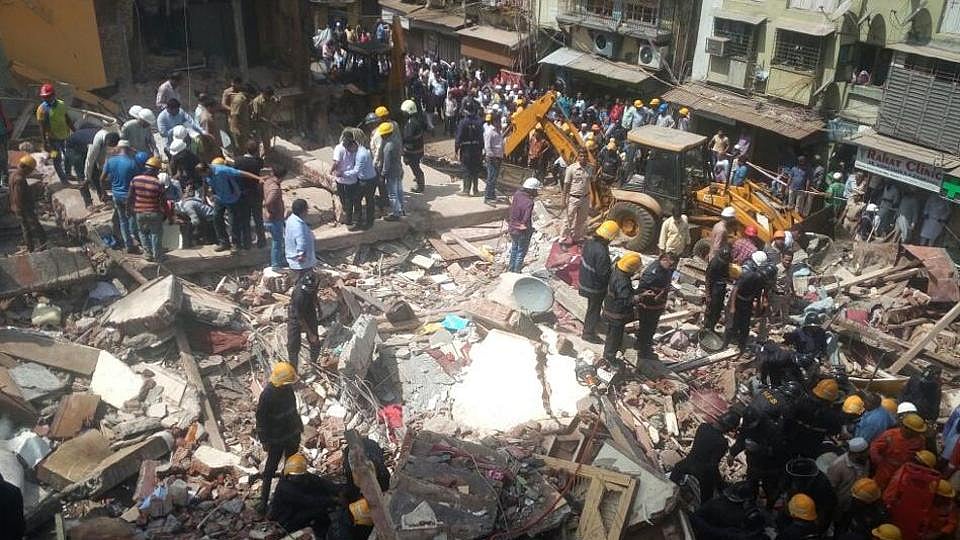 Building collapses in Bhendi Bazar, Mumbai. 