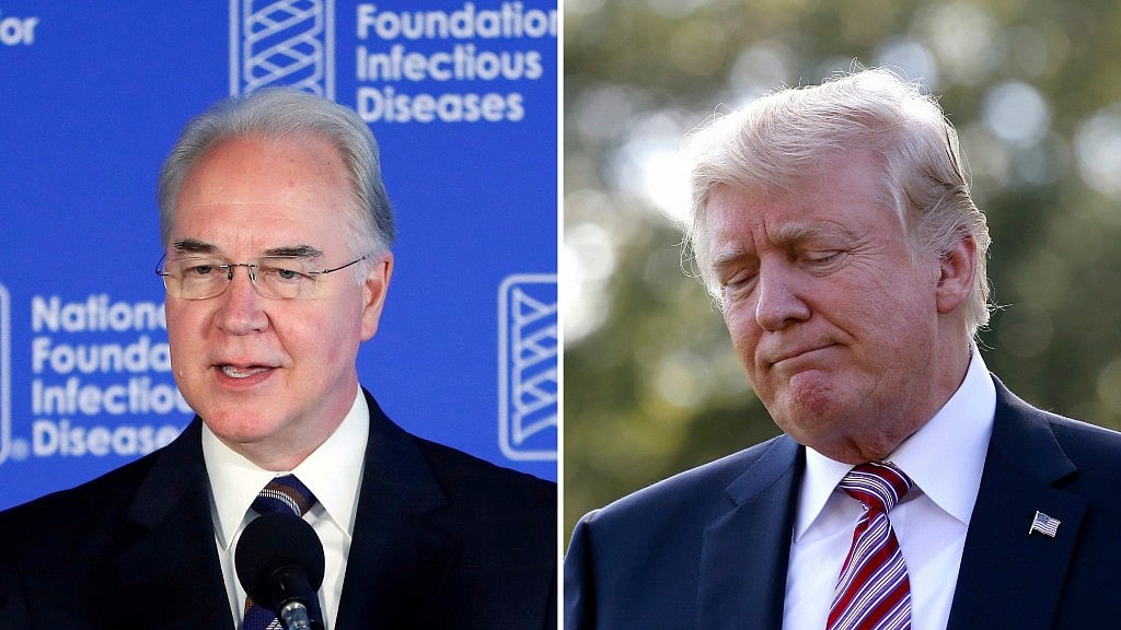 Former Health Secretary Tom Prince and US President Donald Trump. 
