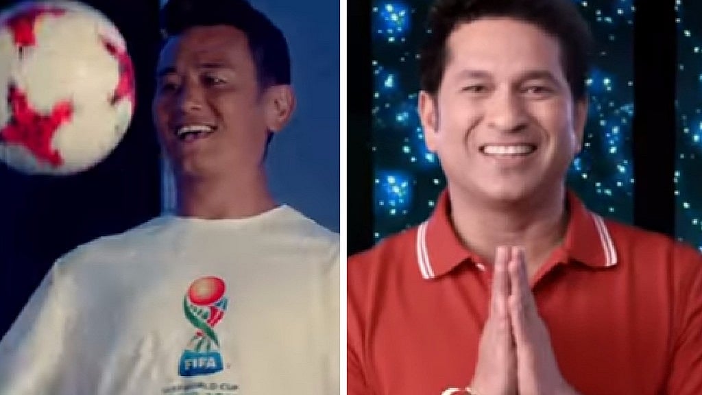Bhaichung Bhutia (L) and Sachin Tendulkar