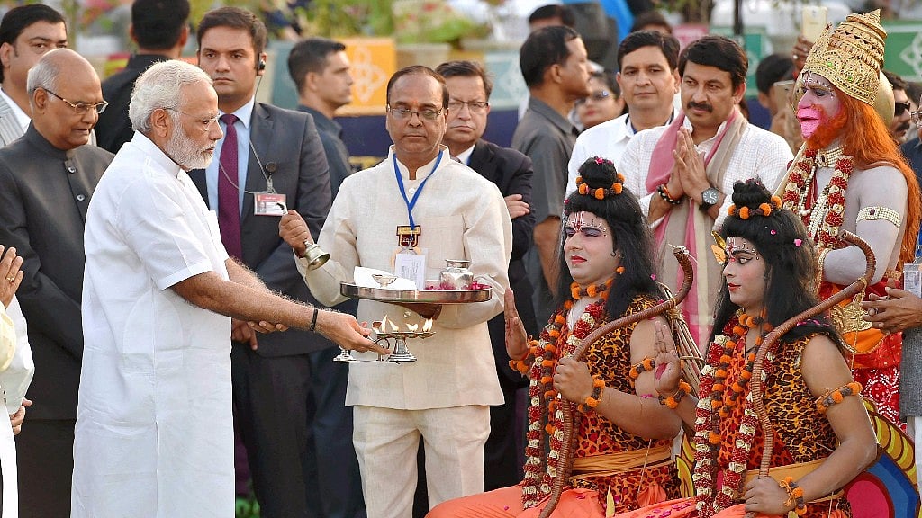 Prime Minister Narendra Modi during Ramleela at Red Fort ground.